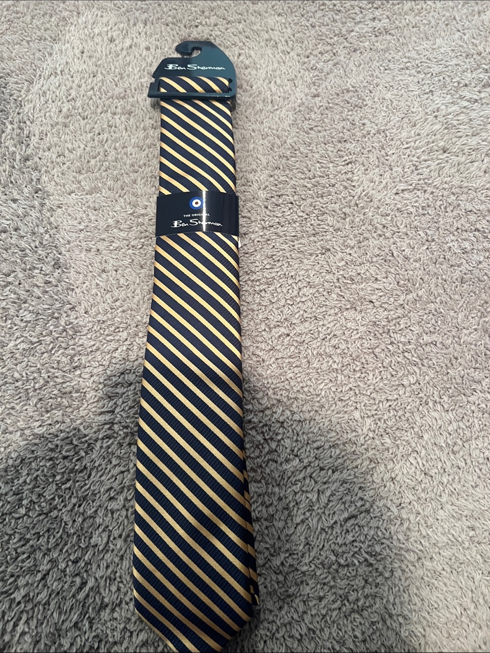 Ben Sherman Navy and Gold Diagonal Stripe Tie